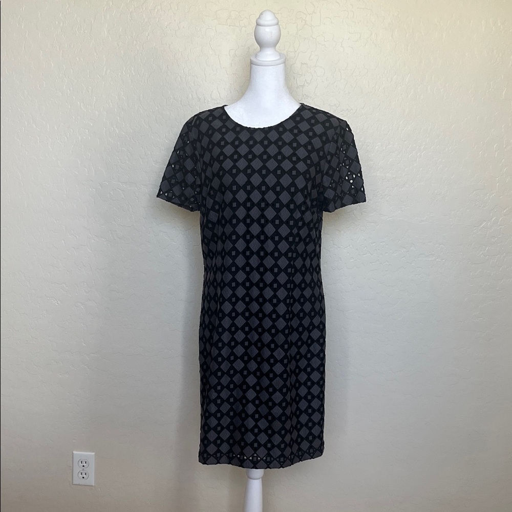 Banana Republic Cobalt Blue/Black Geometric Design Dress Size12.
